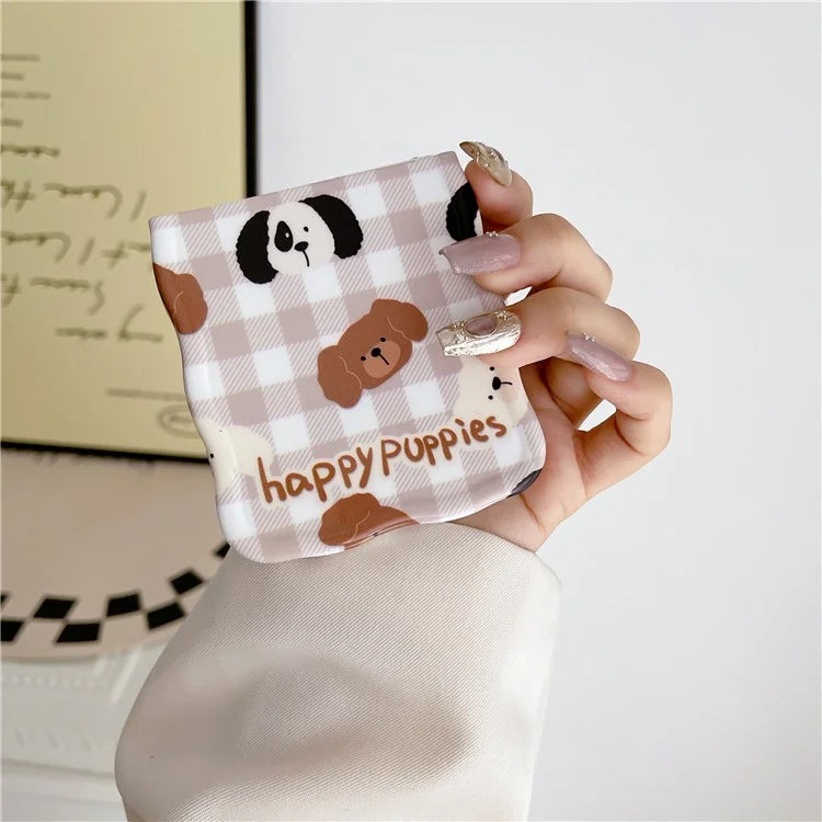 For Samsung Galaxy Z Flip5 5G Cover PC Protective Case with Hand Strap Lovely Pattern