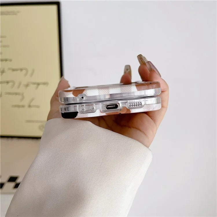 For Samsung Galaxy Z Flip5 5G Cover PC Protective Case with Hand Strap Lovely Pattern