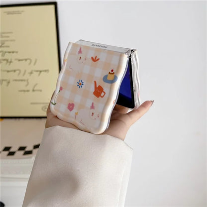 For Samsung Galaxy Z Flip5 5G Cover PC Protective Case with Hand Strap Lovely Pattern