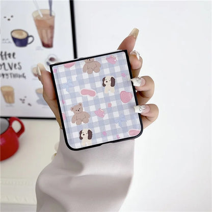 For Samsung Galaxy Z Flip4 5G Case Adorable Cartoon Prints Phone Cover with Hand Strap