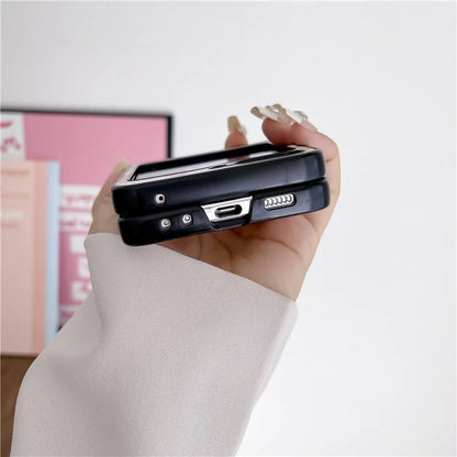 For Samsung Galaxy Z Flip4 5G Case Adorable Cartoon Prints Phone Cover with Hand Strap