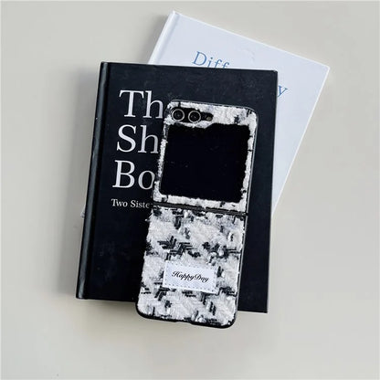 For Samsung Galaxy Z Flip5 5G Case PC+Textile Protective Phone Cover with Hand Strap