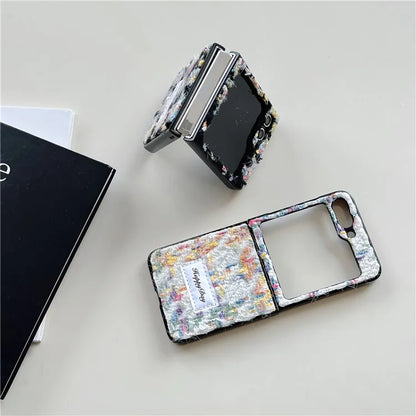 For Samsung Galaxy Z Flip5 5G Case PC+Textile Protective Phone Cover with Hand Strap
