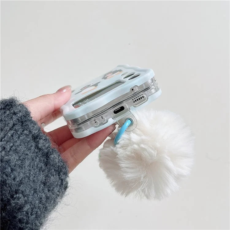 For Samsung Galaxy Z Flip4 5G Case Penguin Pattern IMD PC Phone Cover with Hand Strap