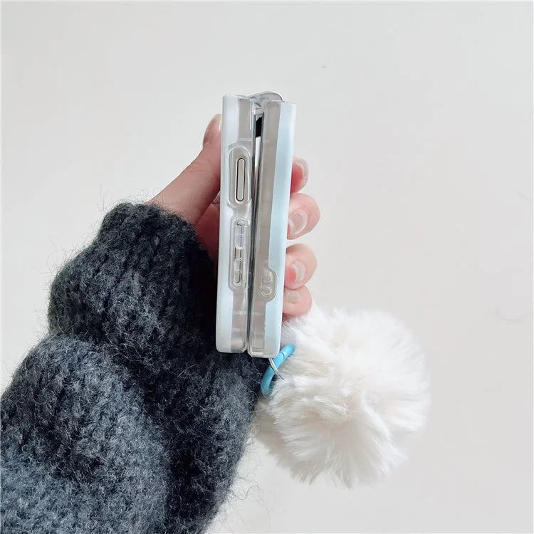 For Samsung Galaxy Z Flip4 5G PC Case Hand Strap Penguin Pattern IMD Phone Cases