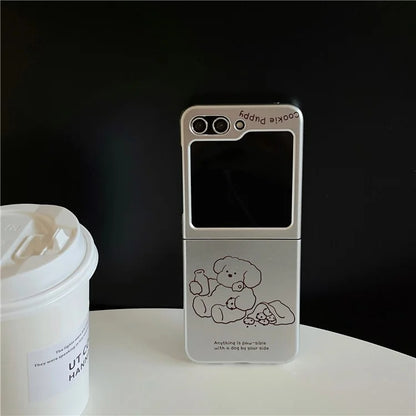 For Samsung Galaxy Z Flip5 5G Case Electroplating Lined Bear Pattern PC Phone Shell