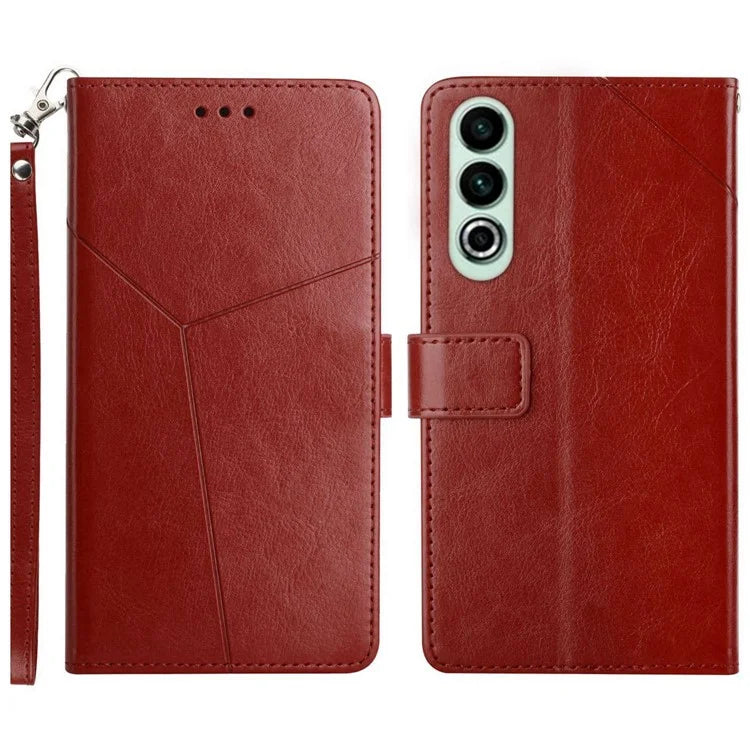 HT01 For OnePlus Nord CE4 5G Case Wallet PU Leather Cover Y-shaped Lines Imprinted