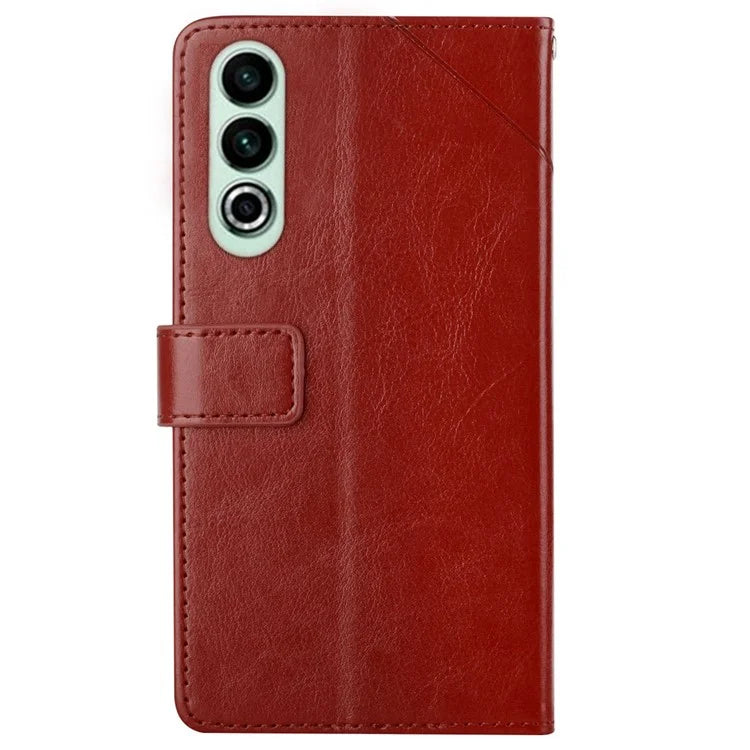 HT01 For OnePlus Nord CE4 5G Case Wallet PU Leather Cover Y-shaped Lines Imprinted