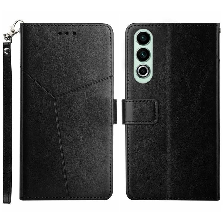 HT01 For OnePlus Nord CE4 5G Case Wallet PU Leather Cover Y-shaped Lines Imprinted