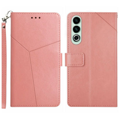 HT01 For OnePlus Nord CE4 5G Case Wallet PU Leather Cover Y-shaped Lines Imprinted