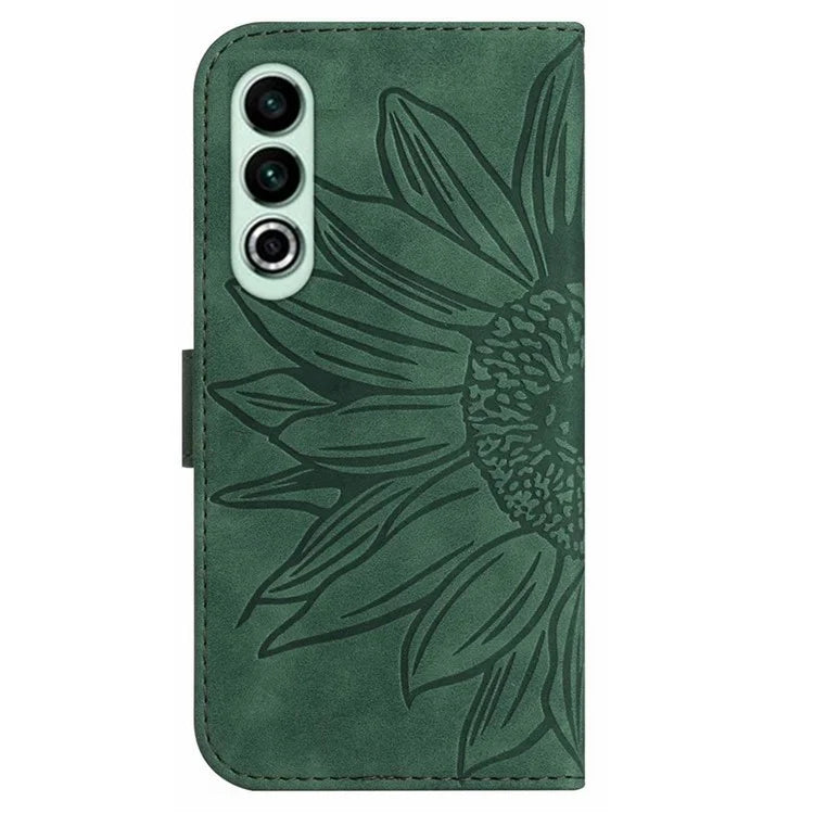 HT04 For OnePlus Nord CE4 5G Case with Strap PU Leather Sunflower Wallet Phone Cover