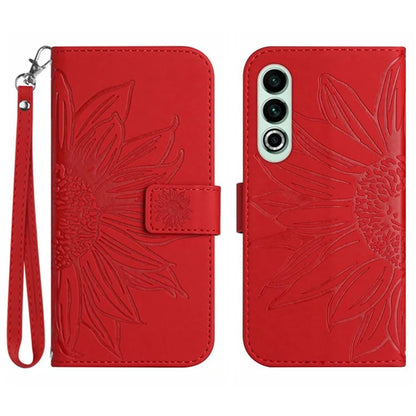HT04 For OnePlus Nord CE4 5G Case with Strap PU Leather Sunflower Wallet Phone Cover