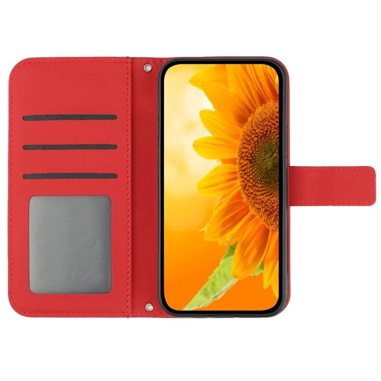 HT04 For OnePlus Nord CE4 5G Case with Strap PU Leather Sunflower Wallet Phone Cover