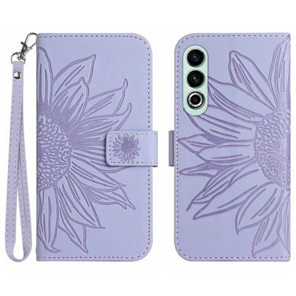 HT04 For OnePlus Nord CE4 5G Case with Strap PU Leather Sunflower Wallet Phone Cover