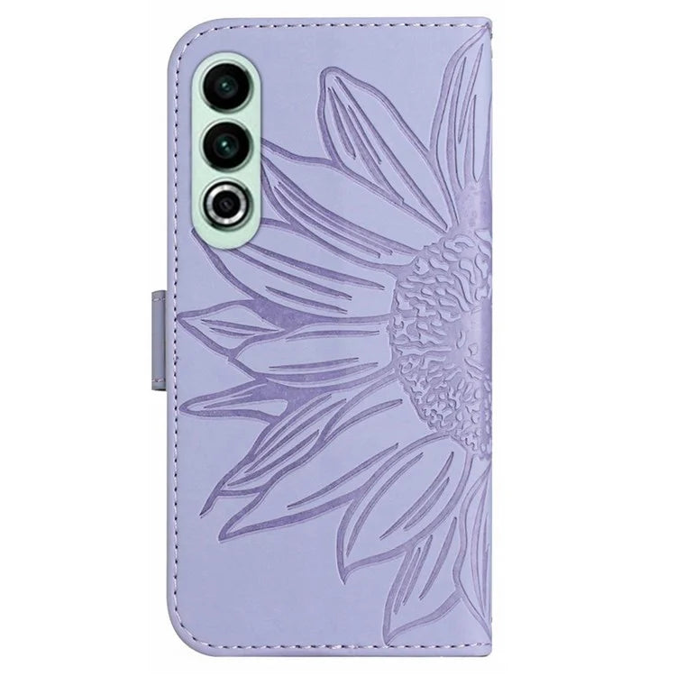 HT04 For OnePlus Nord CE4 5G Case with Strap PU Leather Sunflower Wallet Phone Cover