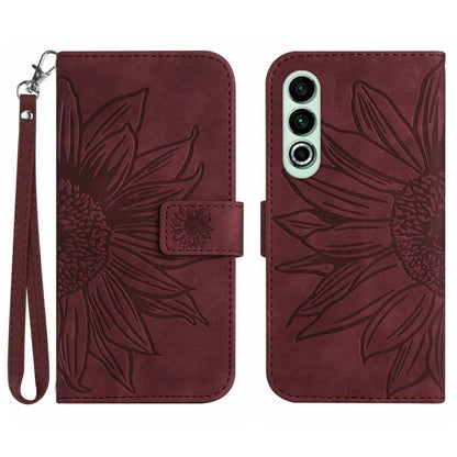 HT04 For OnePlus Nord CE4 5G Case with Strap PU Leather Sunflower Wallet Phone Cover