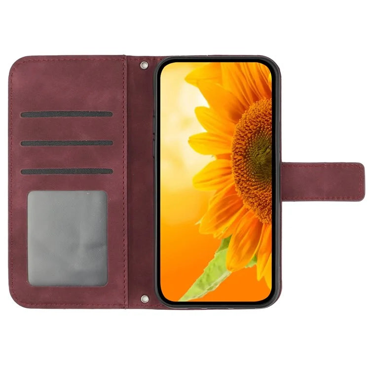 HT04 For OnePlus Nord CE4 5G Case with Strap PU Leather Sunflower Wallet Phone Cover