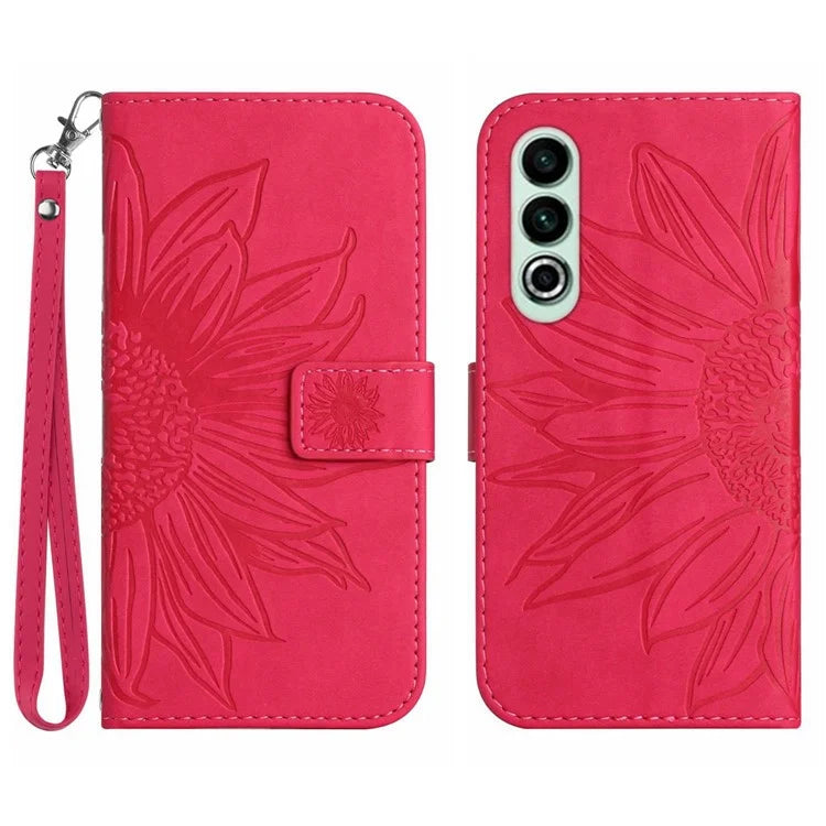 HT04 For OnePlus Nord CE4 5G Case with Strap PU Leather Sunflower Wallet Phone Cover