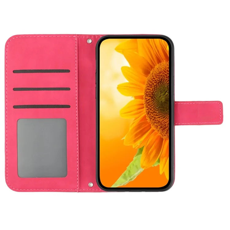 HT04 For OnePlus Nord CE4 5G Case with Strap PU Leather Sunflower Wallet Phone Cover