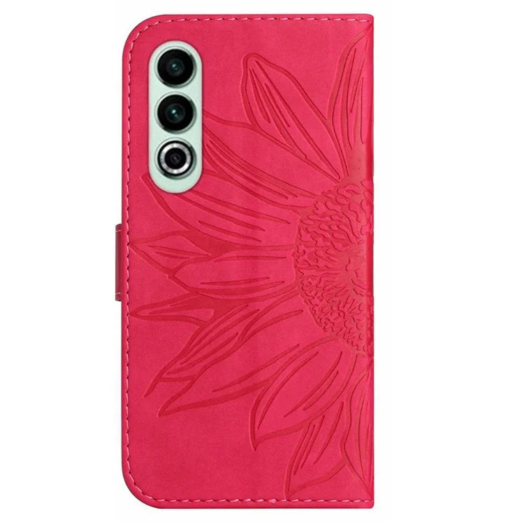HT04 For OnePlus Nord CE4 5G Case with Strap PU Leather Sunflower Wallet Phone Cover