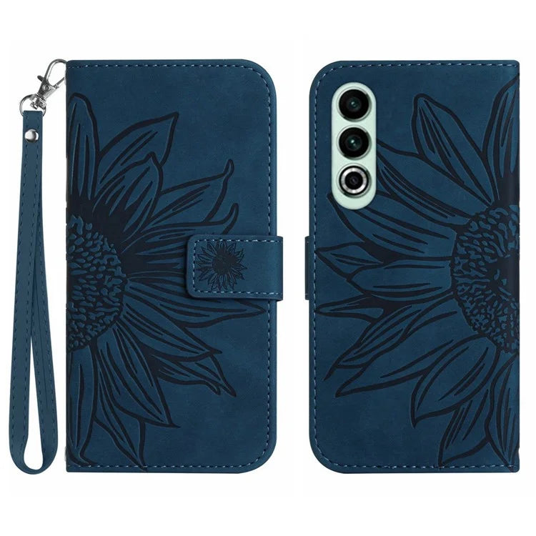 HT04 For OnePlus Nord CE4 5G Case with Strap PU Leather Sunflower Wallet Phone Cover