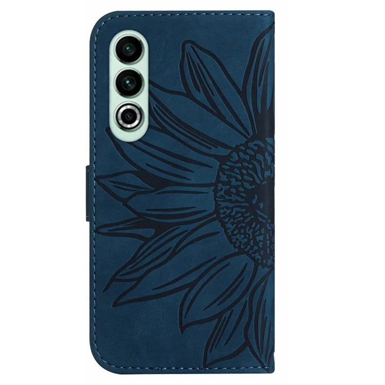 HT04 For OnePlus Nord CE4 5G Case with Strap PU Leather Sunflower Wallet Phone Cover