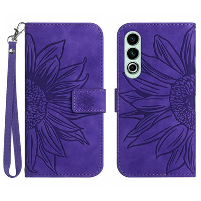 HT04 For OnePlus Nord CE4 5G Case with Strap PU Leather Sunflower Wallet Phone Cover