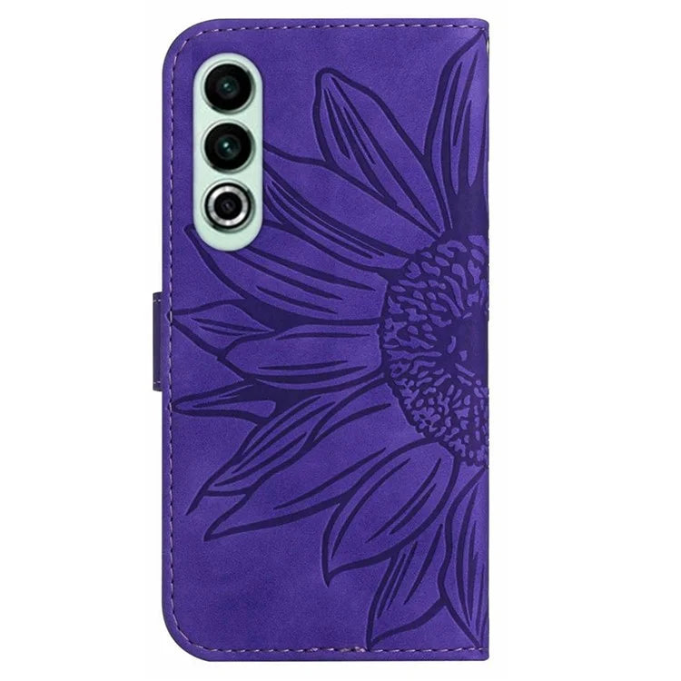 HT04 For OnePlus Nord CE4 5G Case with Strap PU Leather Sunflower Wallet Phone Cover