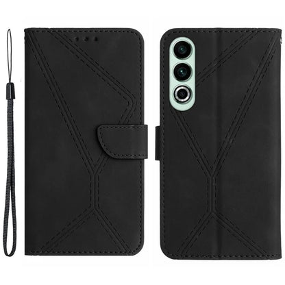HT05 For OnePlus Nord CE4 5G Case PU Leather Lines Imprinted Wallet Phone Cover