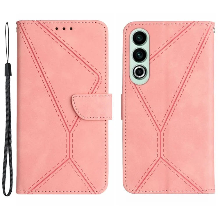 HT05 For OnePlus Nord CE4 5G Case PU Leather Lines Imprinted Wallet Phone Cover
