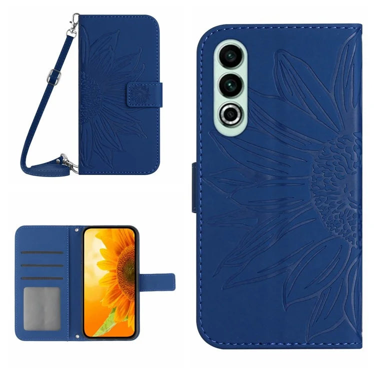 HT04 For OnePlus Nord CE4 5G Case Sunflower Flip Leather Phone Cover with Shoulder Strap
