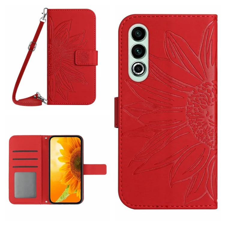 HT04 For OnePlus Nord CE4 5G Case Sunflower Flip Leather Phone Cover with Shoulder Strap