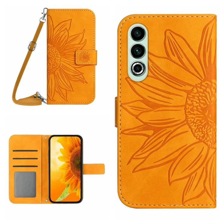 HT04 For OnePlus Nord CE4 5G Case Sunflower Flip Leather Phone Cover with Shoulder Strap