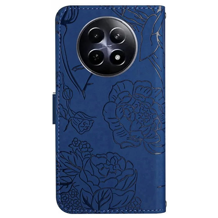 HT03 For Realme 12 Case with Wrist Strap Leather Flip Stand Phone Cover