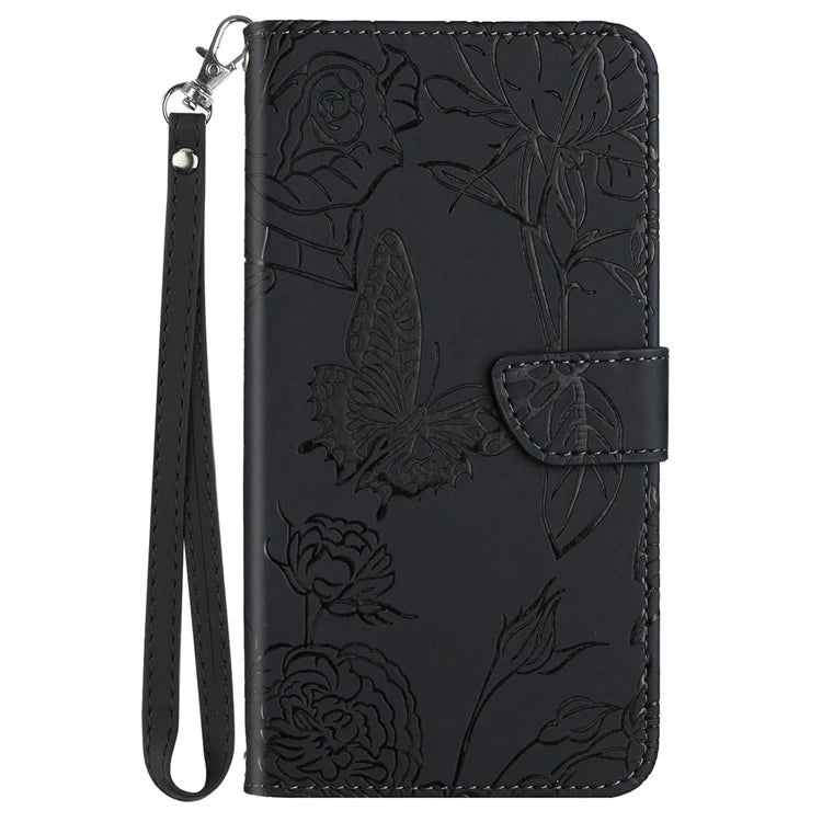 HT03 For Realme 12 Case with Wrist Strap Leather Flip Stand Phone Cover