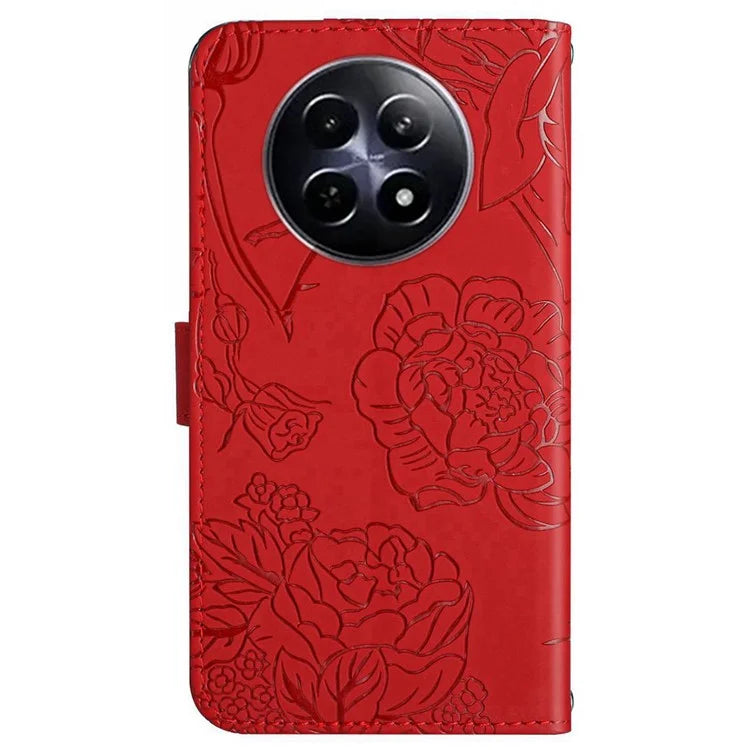 HT03 For Realme 12 Case with Wrist Strap Leather Flip Stand Phone Cover