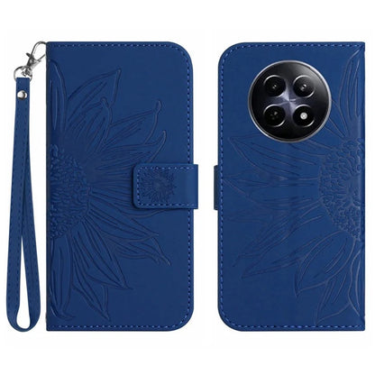 HT04 For Realme 12 Magnetic Case Sunflower Pattern Folio Stand Phone Cover