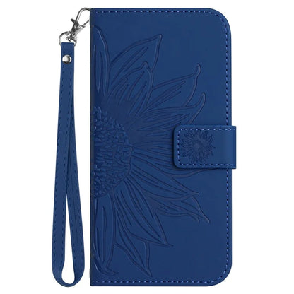HT04 For Realme 12 Magnetic Case Sunflower Pattern Folio Stand Phone Cover