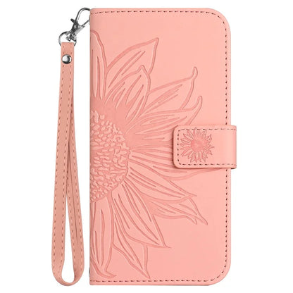 HT04 For Realme 12 Magnetic Case Sunflower Pattern Folio Stand Phone Cover
