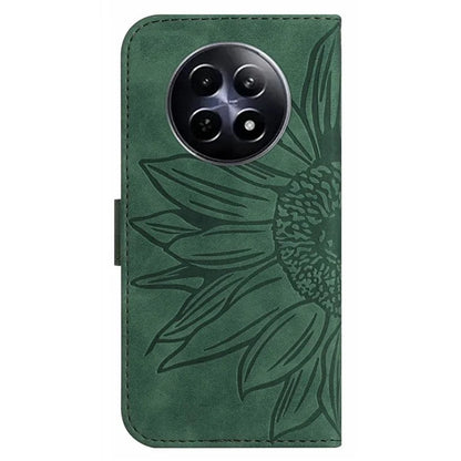 HT04 For Realme 12 Magnetic Case Sunflower Pattern Folio Stand Phone Cover