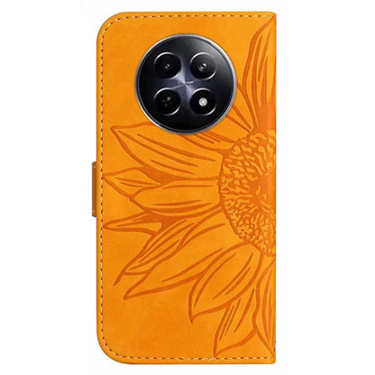 HT04 For Realme 12 Magnetic Case Sunflower Pattern Folio Stand Phone Cover