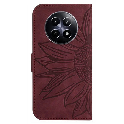 HT04 For Realme 12 Magnetic Case Sunflower Pattern Folio Stand Phone Cover