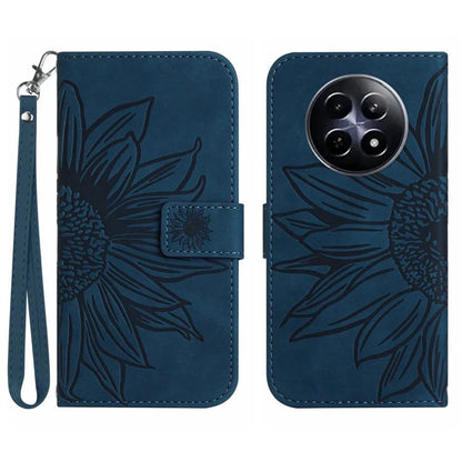 HT04 For Realme 12 Magnetic Case Sunflower Pattern Folio Stand Phone Cover