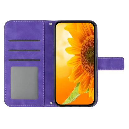 HT04 For Realme 12 Magnetic Case Sunflower Pattern Folio Stand Phone Cover