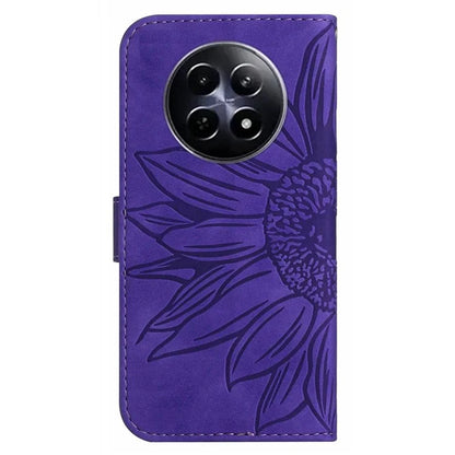 HT04 For Realme 12 Magnetic Case Sunflower Pattern Folio Stand Phone Cover
