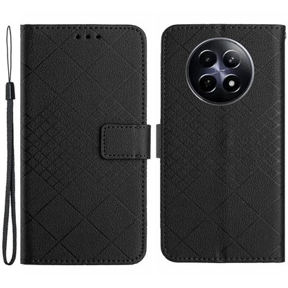HT06 For Realme 12 Leather Case Rhombus Litchi Texture Wallet Cell Phone Protector