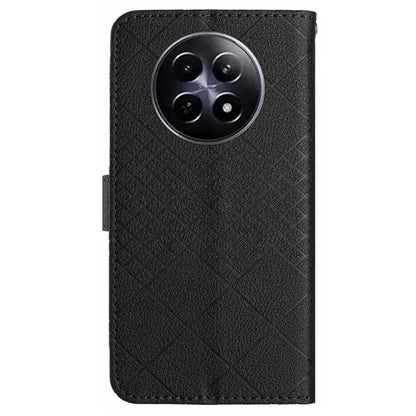 HT06 For Realme 12 Leather Case Rhombus Litchi Texture Wallet Cell Phone Protector