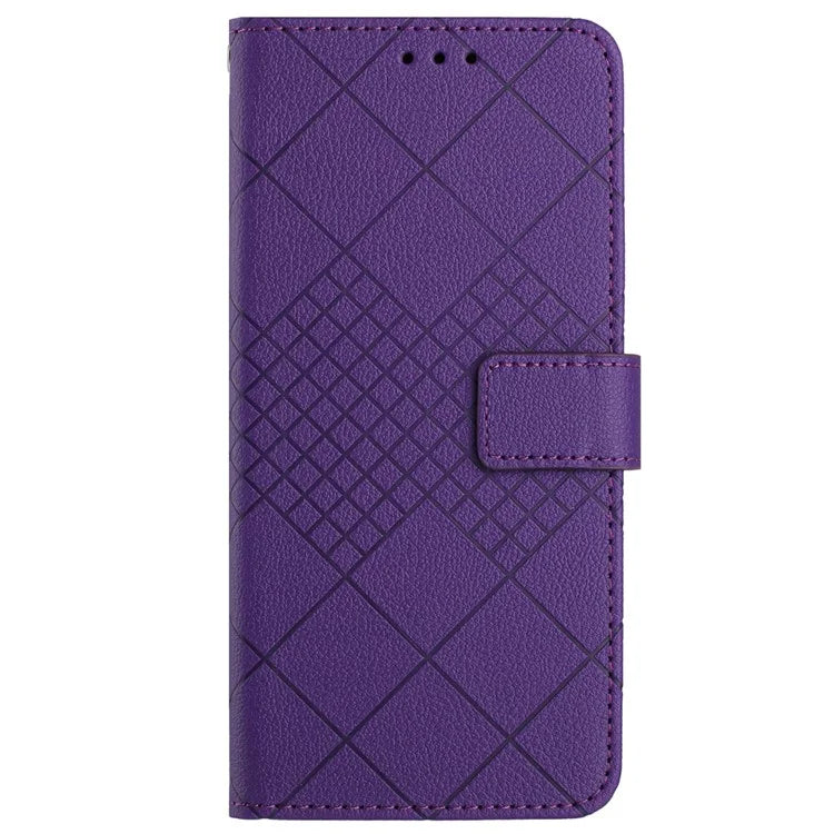 HT06 For Realme 12 Leather Case Rhombus Litchi Texture Wallet Cell Phone Protector