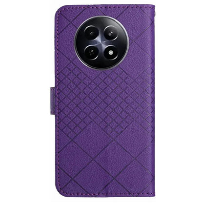 HT06 For Realme 12 Leather Case Rhombus Litchi Texture Wallet Cell Phone Protector