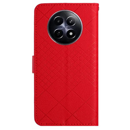 HT06 For Realme 12 Leather Case Rhombus Litchi Texture Wallet Cell Phone Protector